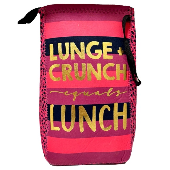 Handbags - NEW - Neoprene Insulated Cooler “Lunge + Crunch = Lunch” in Pink, Gold & Black